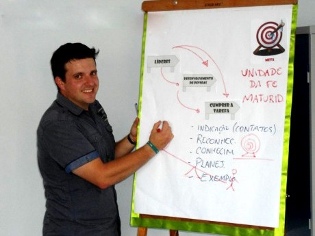 Diogo em sua micro-aula para a banca examinadora