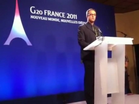 Maurício em pronunciamento à imprensa internacional