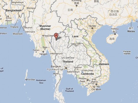 Mapa mostrando Tailândia, com destaque a Chiang Mai